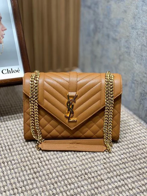 YSL Original Envelope Chain Wallet Authentic Leather