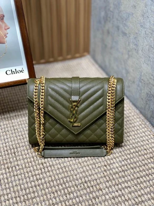 YSL Original Envelope Chain Wallet Authentic Leather