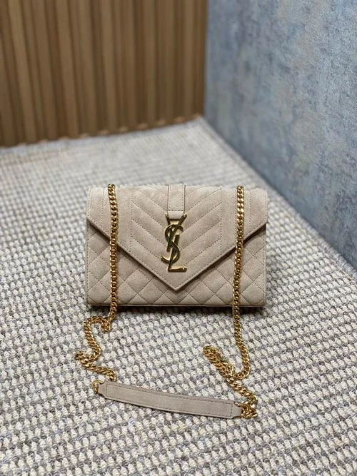 YSL Original Envelope Chain Wallet Authentic Leather