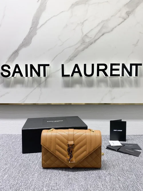 YSL Original Envelope Chain Wallet Authentic Leather