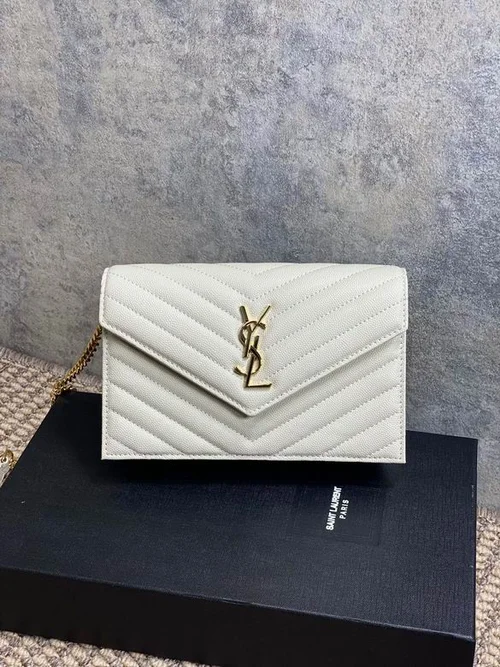 YSL Original Envelope Chain Wallet Authentic Leather