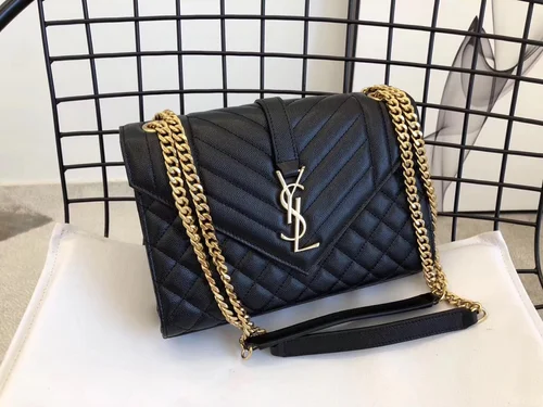 YSL Original Envelope Chain Wallet Authentic Leather