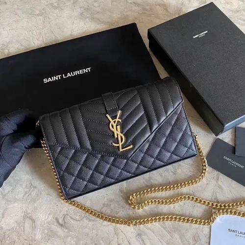 YSL Original Envelope Chain Wallet Authentic Leather