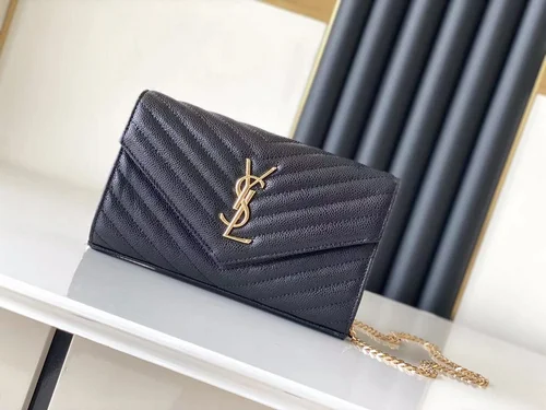YSL Original Envelope Chain Wallet Authentic Leather
