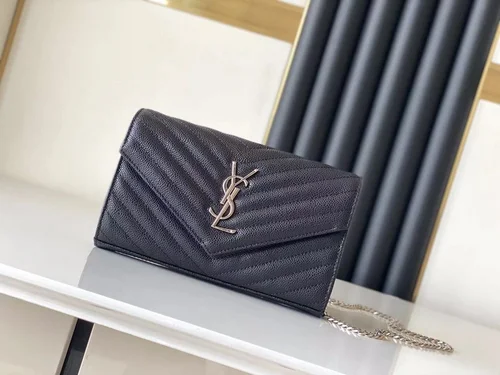 YSL Original Envelope Chain Wallet Authentic Leather
