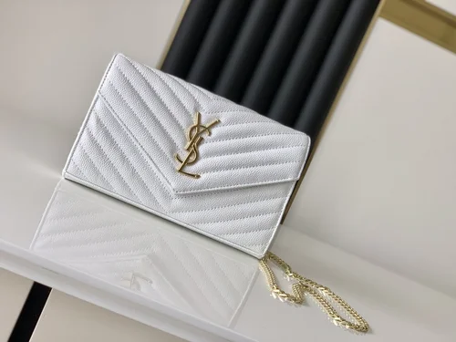 YSL Original Envelope Chain Wallet Authentic Leather