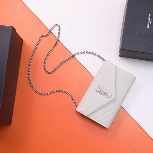 YSL Original Envelope Chain Wallet Authentic Leather