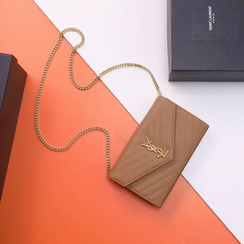 YSL Original Envelope Chain Wallet Authentic Leather