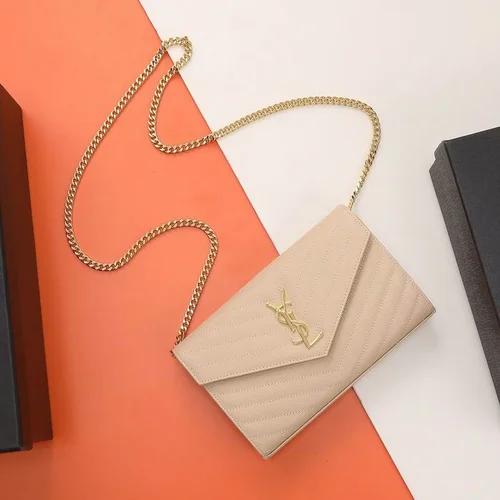 YSL Original Envelope Chain Wallet Authentic Leather