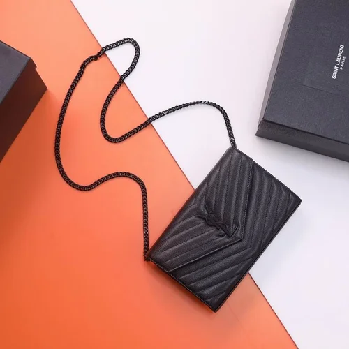 YSL Original Envelope Chain Wallet Authentic Leather