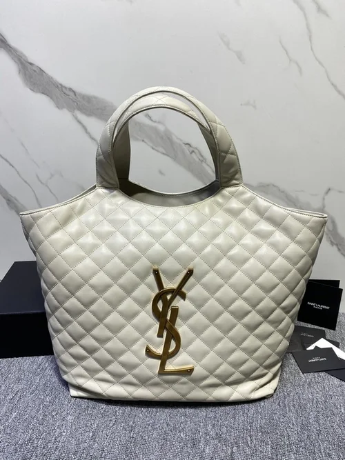 YSL Original Icare Large Tote Authentic Quilted Leather