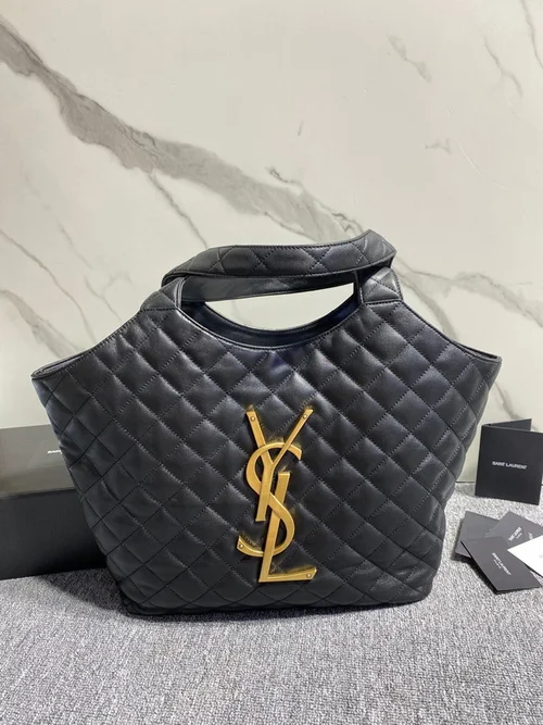 YSL Original Icare Large Tote Authentic Quilted Leather
