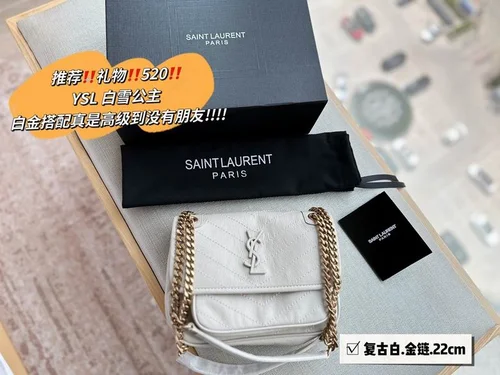 11 YSL Niki Medium Chain Bag Women Luxury Crinkled Leather