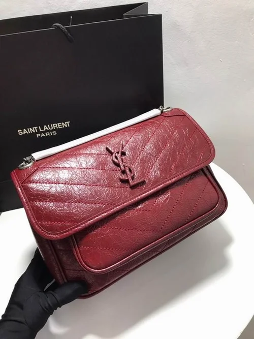 11 YSL Niki Medium Chain Bag Women Luxury Crinkled Leather