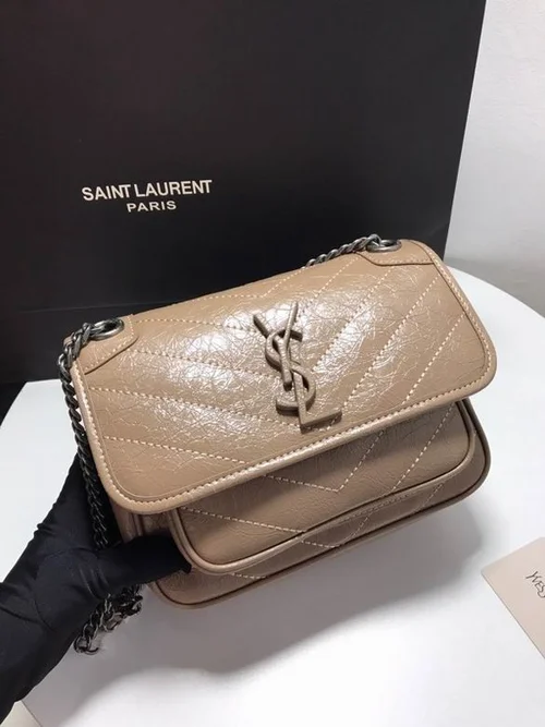 11 YSL Niki Medium Chain Bag Women Luxury Crinkled Leather
