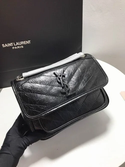 11 YSL Niki Medium Chain Bag Women Luxury Crinkled Leather