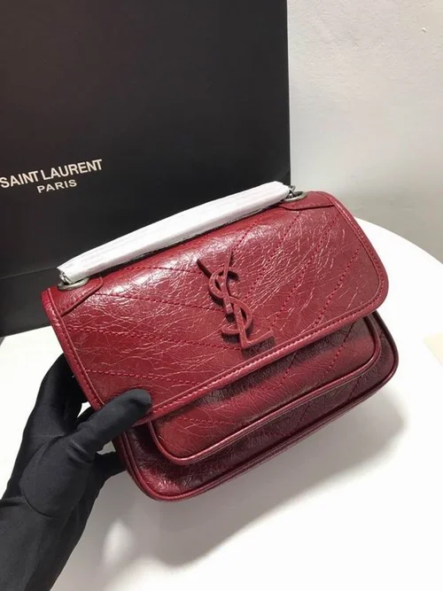 11 YSL Niki Medium Chain Bag Women Luxury Crinkled Leather
