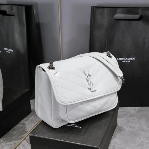 11 YSL Niki Medium Chain Bag Women Luxury Crinkled Leather
