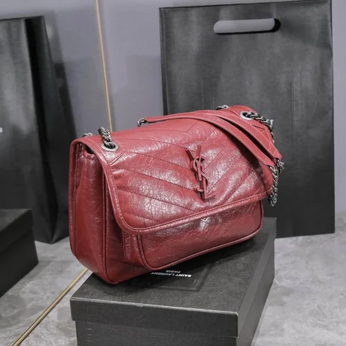 11 YSL Niki Medium Chain Bag Women Luxury Crinkled Leather