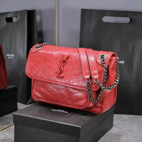 11 YSL Niki Medium Chain Bag Women Luxury Crinkled Leather