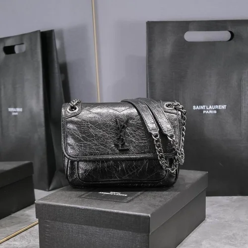 11 YSL Niki Medium Chain Bag Women Luxury Crinkled Leather