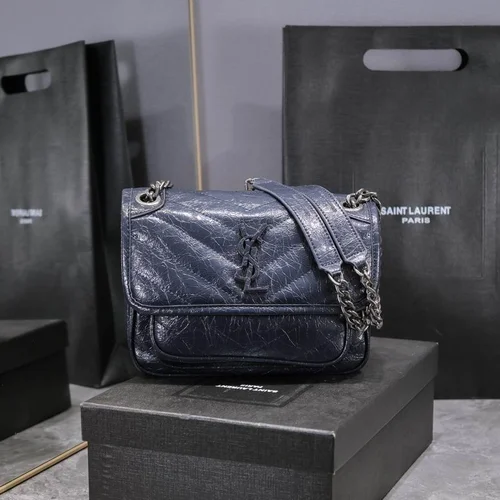 11 YSL Niki Medium Chain Bag Women Luxury Crinkled Leather