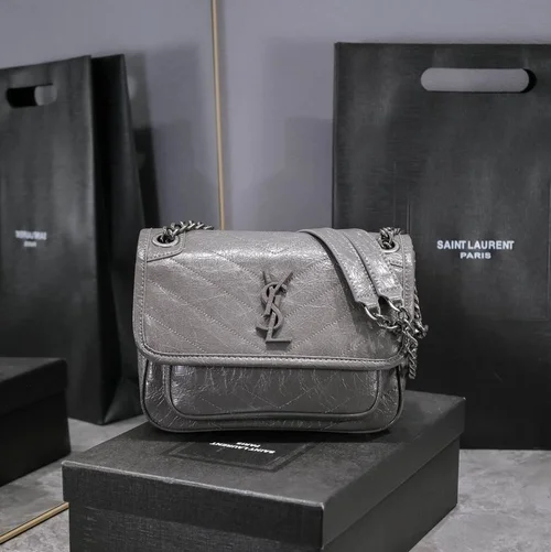 11 YSL Niki Medium Chain Bag Women Luxury Crinkled Leather
