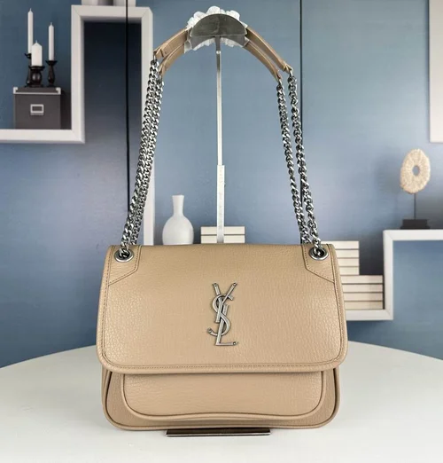 11 YSL Niki Medium Chain Bag Women Luxury Crinkled Leather