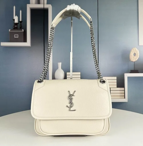 11 YSL Niki Medium Chain Bag Women Luxury Crinkled Leather