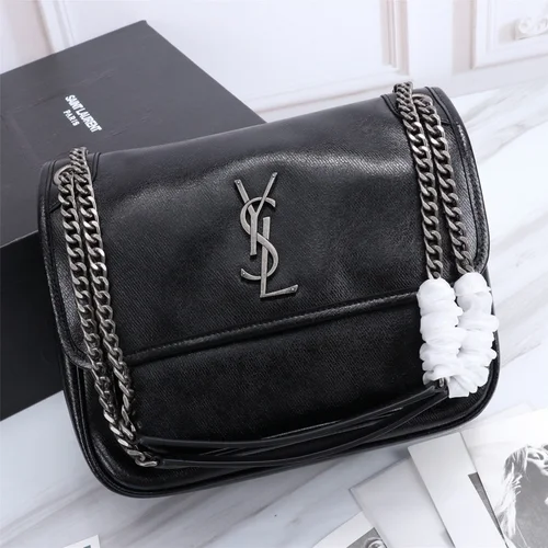 11 YSL Niki Medium Chain Bag Women Luxury Crinkled Leather