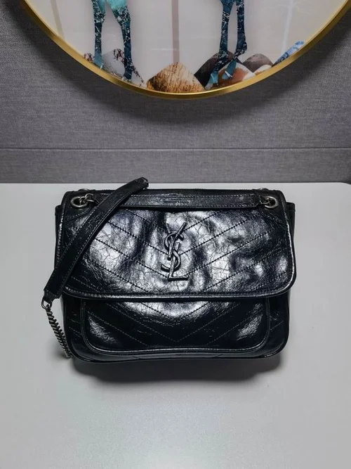11 YSL Niki Medium Chain Bag Women Luxury Crinkled Leather