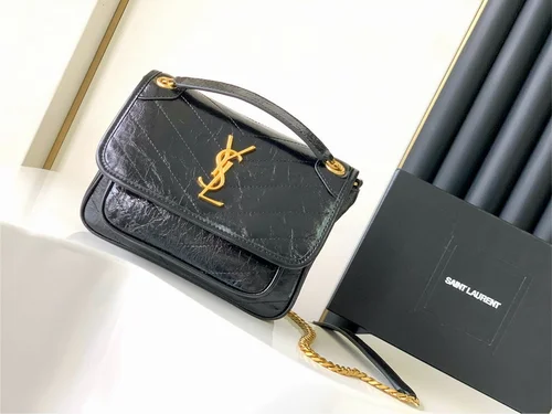 11 YSL Niki Medium Chain Bag Women Luxury Crinkled Leather