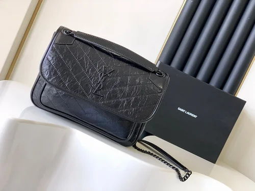 11 YSL Niki Medium Chain Bag Women Luxury Crinkled Leather