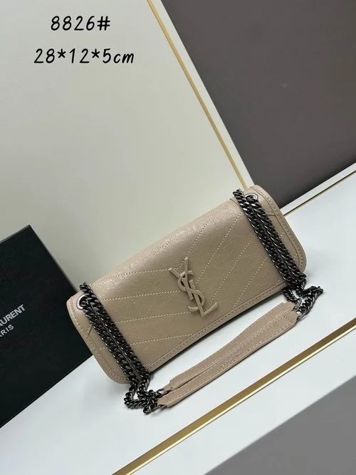 11 YSL Niki Medium Chain Bag Women Luxury Crinkled Leather