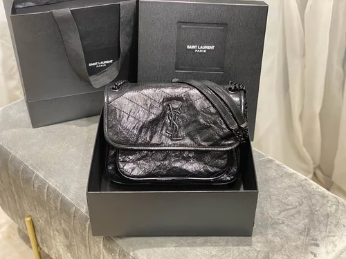 YSL Original Niki Chain Bag Authentic Crinkled Leather