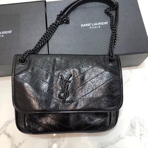 YSL Original Niki Chain Bag Authentic Crinkled Leather