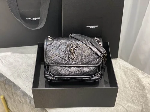 YSL Original Niki Chain Bag Authentic Crinkled Leather