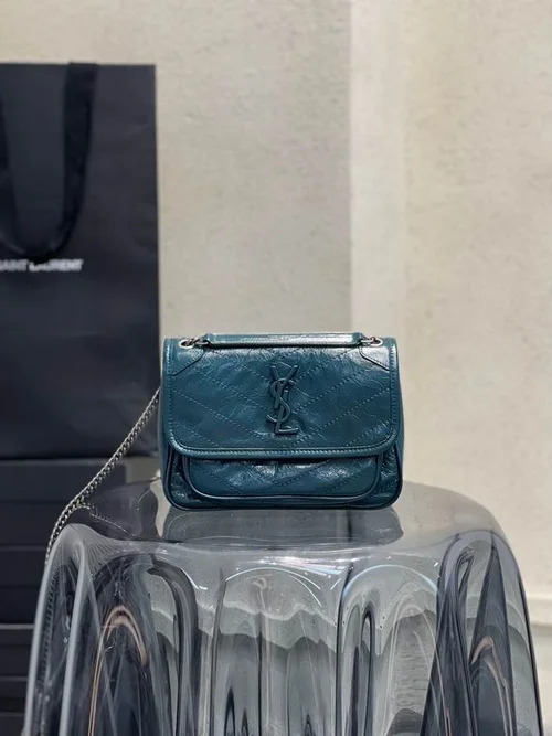 YSL Original Niki Chain Bag Authentic Crinkled Leather