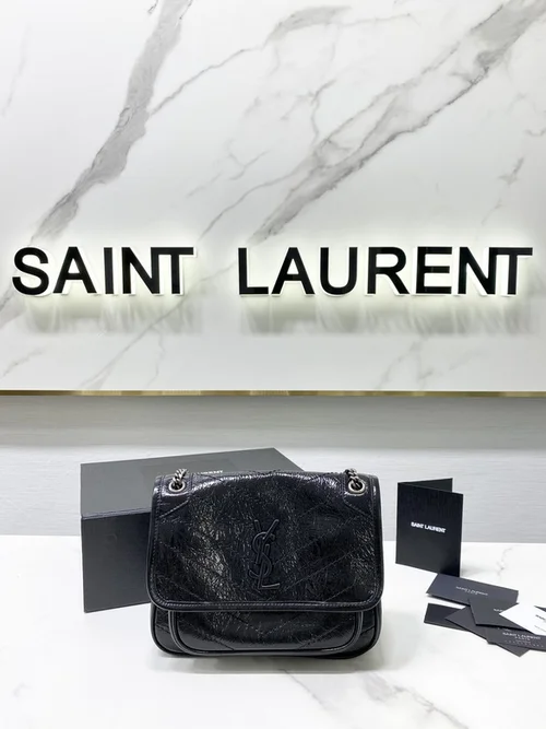YSL Original Niki Chain Bag Authentic Crinkled Leather