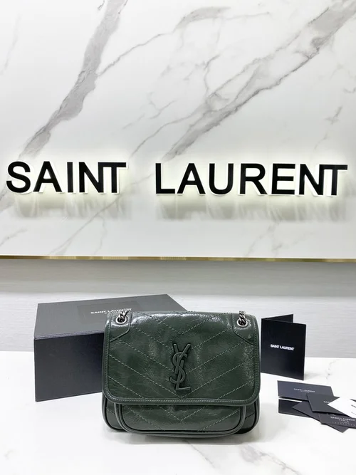 YSL Original Niki Chain Bag Authentic Crinkled Leather