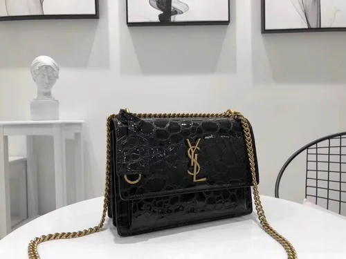 YSL Original Sunset Medium Chain Bag Authentic Leather