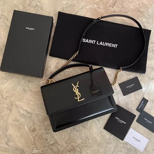YSL Original Sunset Medium Chain Bag Authentic Leather