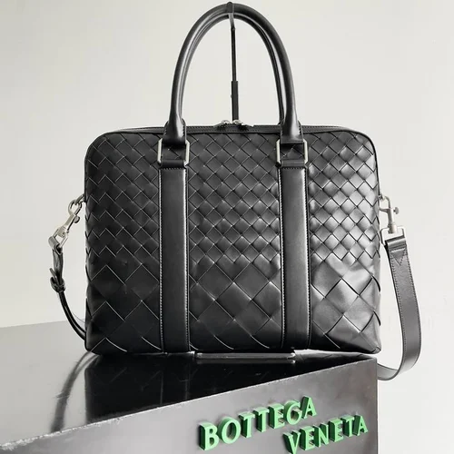 Bottega Veneta Men's Briefcase Original Authentic Luxury Leather Business