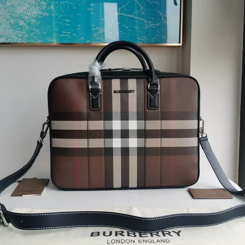 Burberry Original Briefcase Men Authentic Leather Business Bag