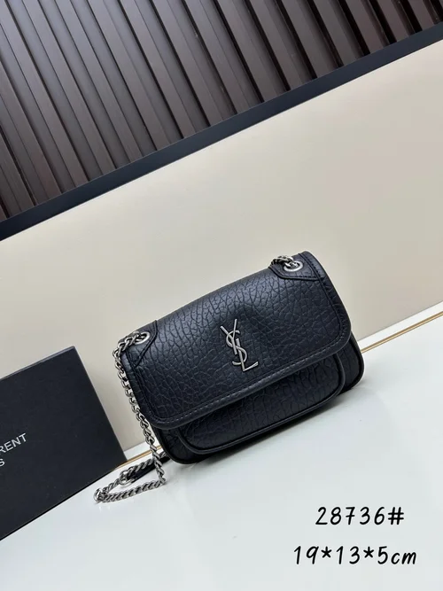 11 YSL Niki Medium Chain Bag Women Luxury Crinkled Leather