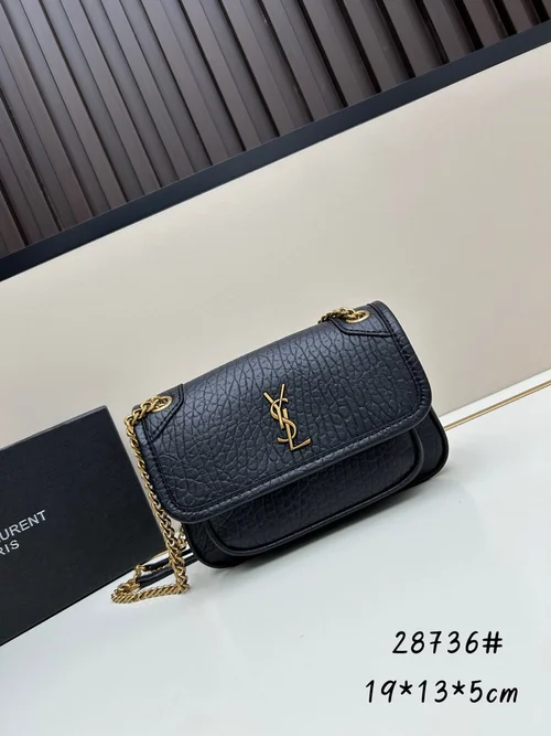 11 YSL Niki Medium Chain Bag Women Luxury Crinkled Leather