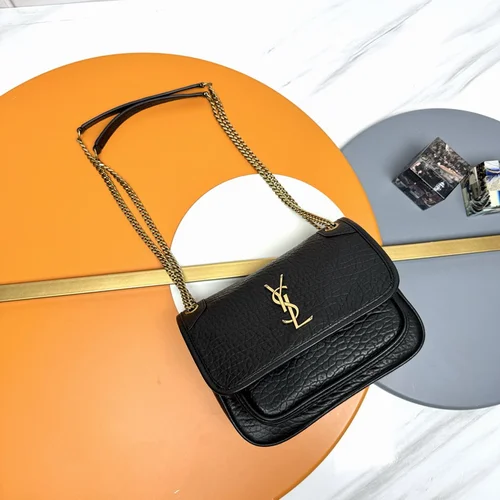 11 YSL Niki Medium Chain Bag Women Luxury Crinkled Leather