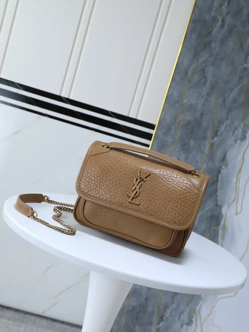 11 YSL Niki Medium Chain Bag Women Luxury Crinkled Leather