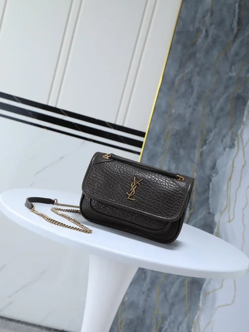 11 YSL Niki Medium Chain Bag Women Luxury Crinkled Leather