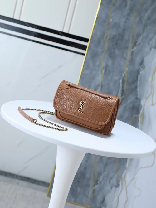 11 YSL Niki Medium Chain Bag Women Luxury Crinkled Leather